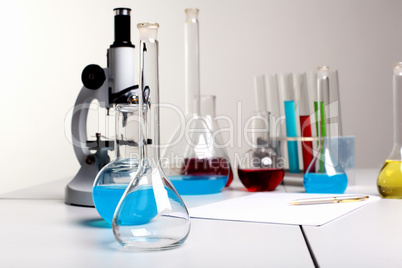 Chemistry laboratory equipment and glass tubes