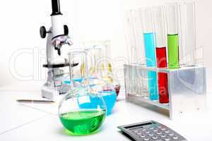 Chemistry laboratory equipment and glass tubes