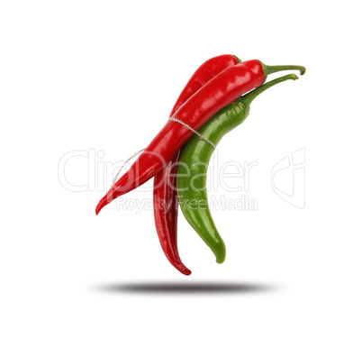 Bright red and bright green chilli pepper