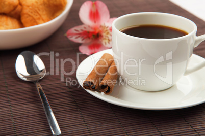 Breakfast coffee and croissants