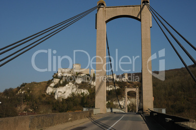 France, suspension bridge of Les Andelys in Normandie