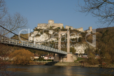 France, suspension bridge of Les Andelys in Normandie