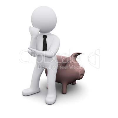 3D man with piggy bank