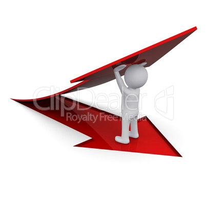 3D man holding a red arrow