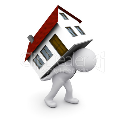 3D man with a house