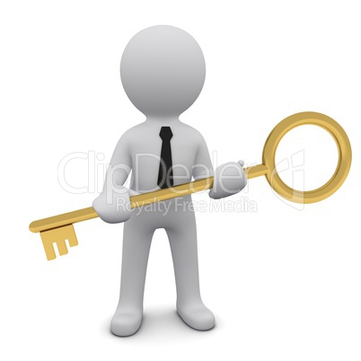 3D man with a key