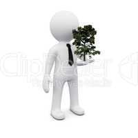 3D man with green tree