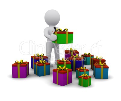 3D man with presents