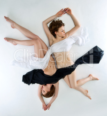 Beauty naked woman yin yang position