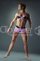 beauty female bodybuilder posing with lingerie