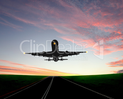 Airplane in blue cloudy sky