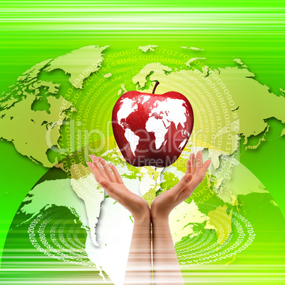 hands holding apple representing earth