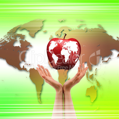 hands holding apple representing earth