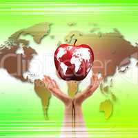 hands holding apple representing earth