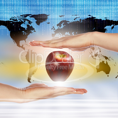 hands holding apple representing earth