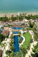 Swimming pool at the beach of popular hotel, Pattaya, Thailand