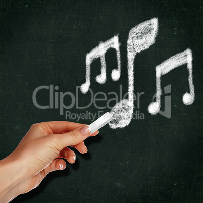School blackboard and musical note symbol