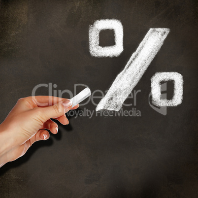 School blackboard and percentage symbol