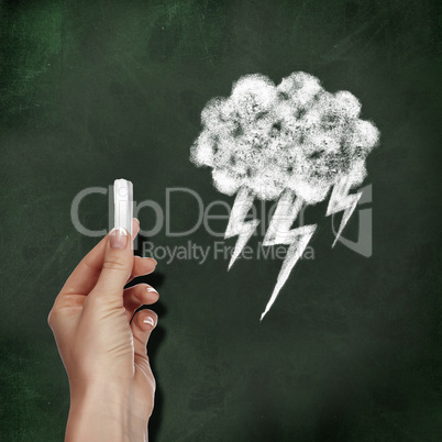School blackboard and thunder stromsymbol