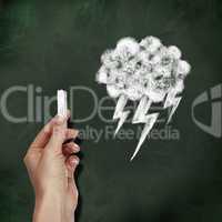 School blackboard and thunder stromsymbol