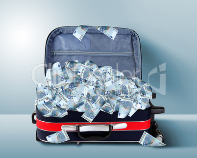 Suitcase full of banknotes