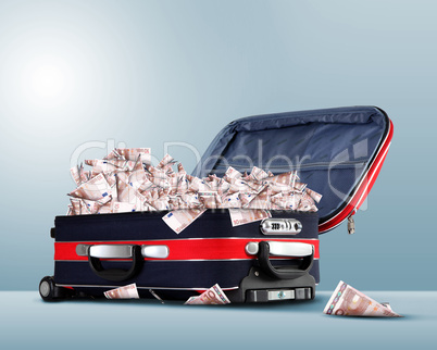 Suitcase full of banknotes