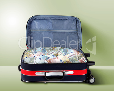 Suitcase full of banknotes