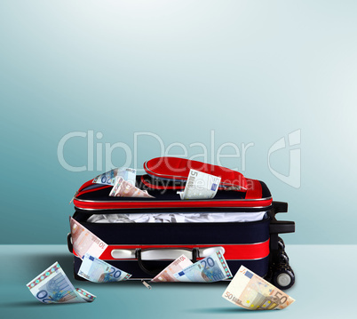 Suitcase full of banknotes