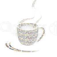 coffee cup made up  with words