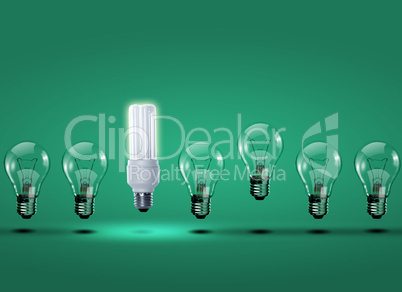 Row of electric bulbs