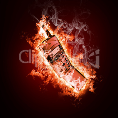 Phone in open fire