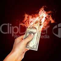 Banknotes open arms fire