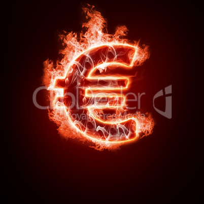 Money symbol open arms fire