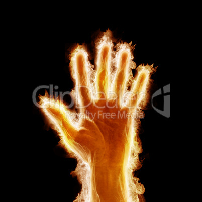 human hand open arms fire