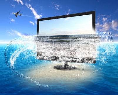 Large flat screen with nature images