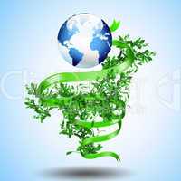 Green planet earth with plants