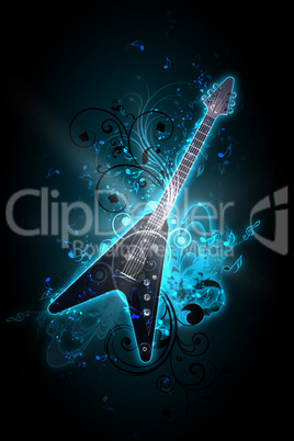 Guitar against decorative background
