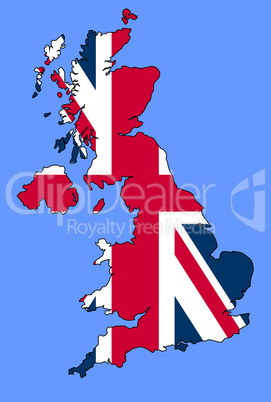 UK map over blue sea