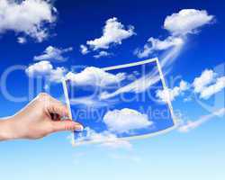 Sky with white cloudes and frames