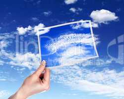 Sky with white cloudes and frames
