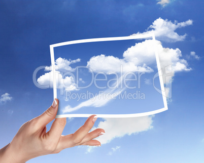 Sky with white cloudes and frames