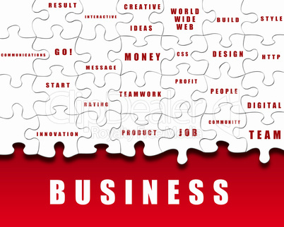 Puzzle pieces with business terms