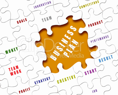 Puzzle pieces with business terms