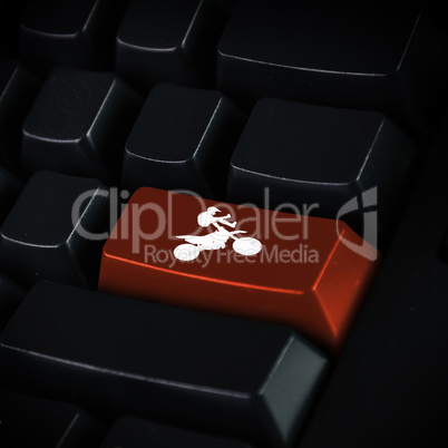 Computer keyboard and motosport symbol