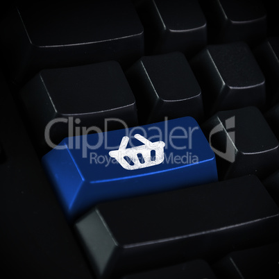 Computer keyboard and shopping symbol