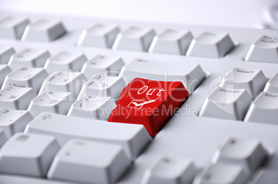 Computer keyboard with word out