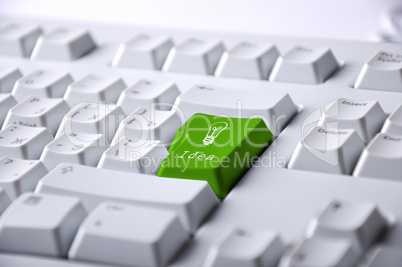 Computer keyboard with idea symbol