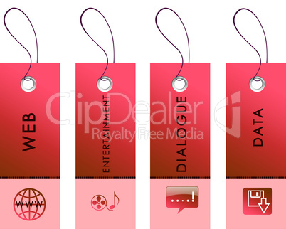 Red tag with inscriptions