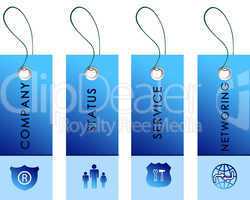 Blue tag with inscriptions