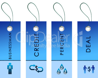 blue labels with bussiness symbols